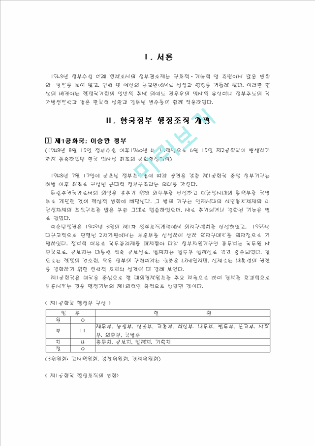 한국정부 행정조직                                    (1 페이지)